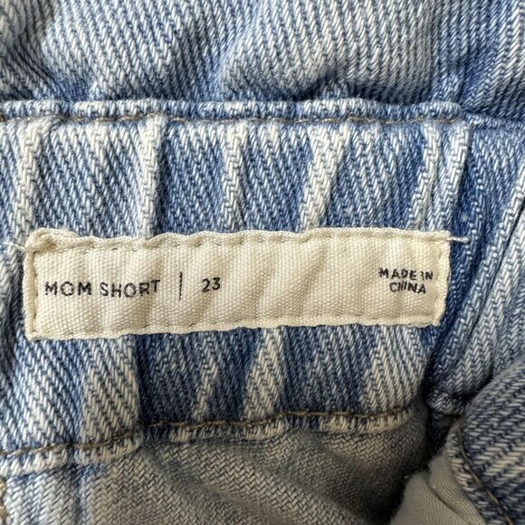PacSun Shorts Womens 23 Light Wash Denim Mom Short High Rise Paperbag Waist - Picture 6 of 12